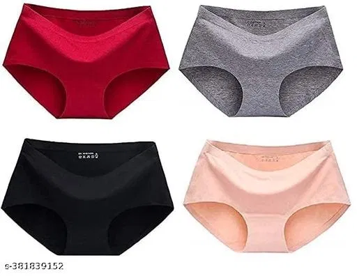 Nylon Briefs for Women, Multicolour, Pack of 4 (M)