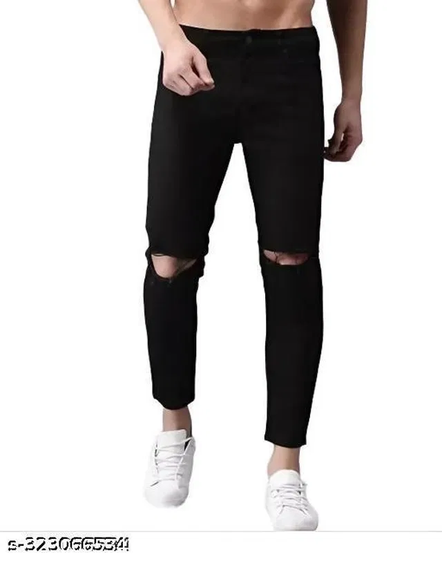 Denim Slim Fit Jeans for Men (Black, 30)