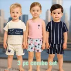 Hosiery Cotton Printed Clothing Set for Kids, Multicolor, Pack of 3 