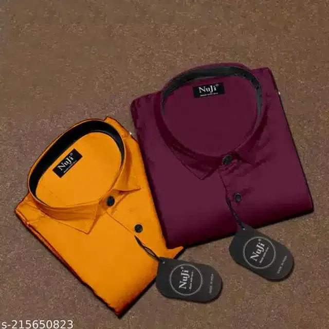 Full Sleeves Shirt for Men (Mustard & Maroon, XXL) (Pack of 2)