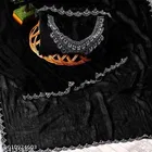 Georgette Solid Saree For Women, Black