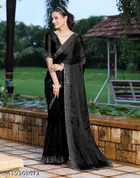 Georgette Embellished Saree For Women, Black