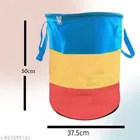 Non Woven Round Laundry Basket w/Zipper, Cloth organizer, Multicolor Pack of 2