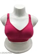 Cotton Solid Bra for Women (Pink, 32)
