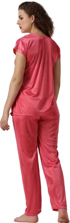 Satin Solid Nightsuit Set for Women 