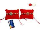 Metal 2 Pcs Rakhi with Greeting card, Roli 