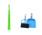 Combo of Plastic Bathroom Cleaning Broom & Dustpan with Brush (Multicolor, Set of 2)