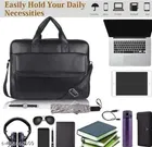 Leather Laptop Bag for Men, Black