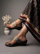 Shoetopia Grey Synthetic Wedge Round Toe Sandals 