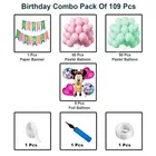 Minnie Mouse Theme Happy Birthday Decoration Items For Girls , Multicolor, Pack of 109