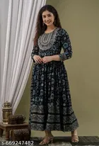 Rayon Kurti for Women, Black 
