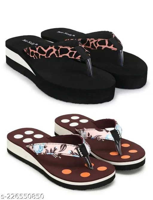 EVA Flip-flops for Women (Multicolor, 8) Pack of 2