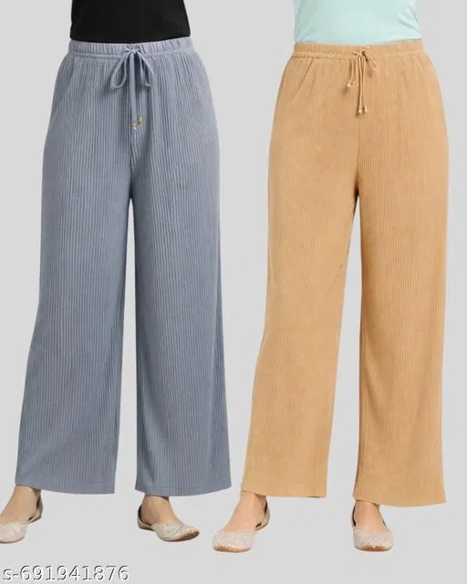Palazzos for Women, Pack of 2 (Grey, XL)