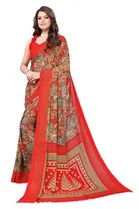 Women Georgette Printed Saree With Unstitched Blouse 
