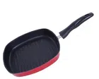 NIRLON Aluminium Grill Pan (Red & Black, 22.5 cm)