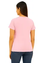 Cotton Blend Printed T-shirt for Women, Pink 