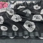 Linen Printed Saree for Women, Black 