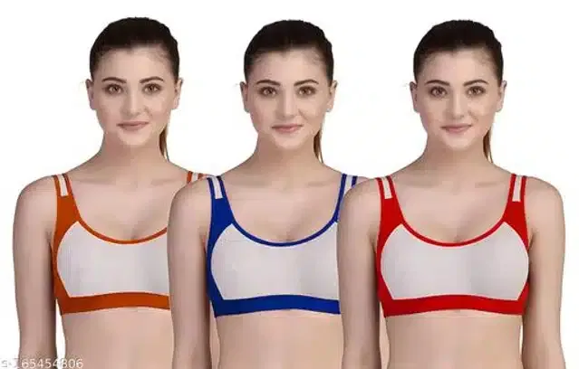 Hosiery Padded Bra for Women (Multicolor, 36B) (Pack of 3)