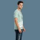 Polyester Printed T-Shirt for Men, Green 