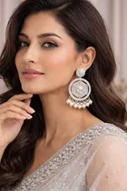 Brass Earrings for Women & Girls, Silver