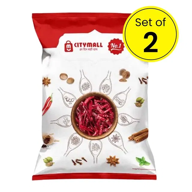 सिटीमॉल नं.1 लाल मिर्च साबुत (बिना डंडी के) 2X100 g (सेट ऑफ़ 2)