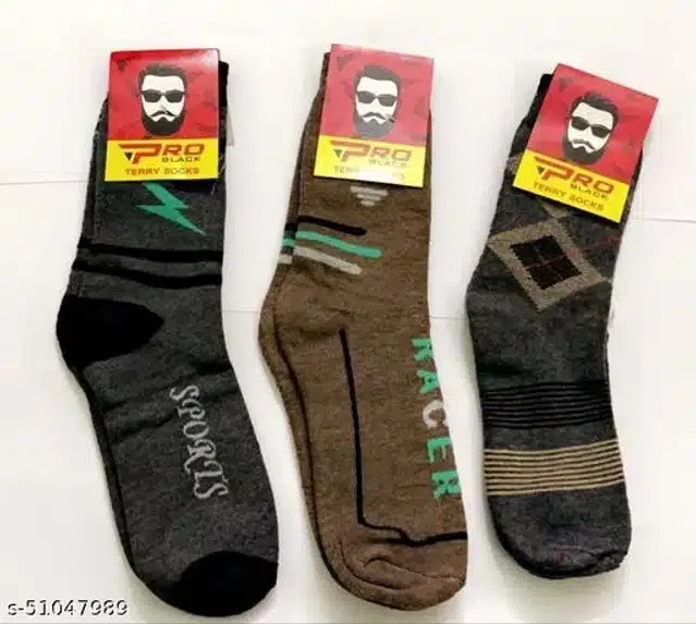 Woolen Socks for Men (Multicolor, Pack of 3)