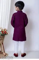 Sequin-Embellished Rayon Kurta Set for Boys 