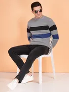 Full Sleeves Sweater For Men, Grey Melange 