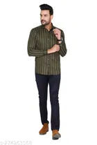 Cotton Blend Checked Shirt for Men, D-Green 