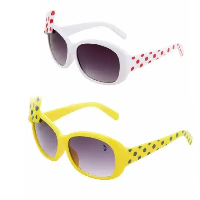 UV Protected Sunglasses for Kids (Pack of 2) (White & Yellow, 7-14 Years)