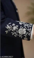 Botanical Embroidered Cotton Blend Kurta Set for Boys 
