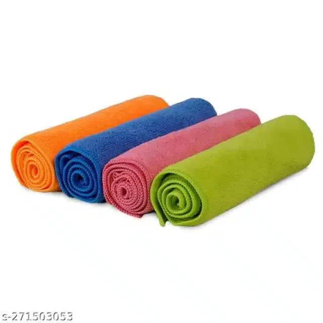 Microfiber Bath Towel (Multicolor, 40x40 cm) (Pack of 4)