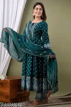 Rayon Printed Kurta with Pant & Dupatta for Women 