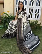 Dola Silk Printed Saree for Women, Black 
