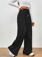 Cotton Blend Solid Trousers for Men, Black 