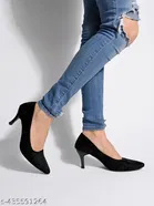 Shoetopia Suede Pointed Toe Block Heels for Kids 