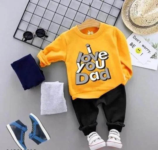 Hosiery Printed T-Shirt with Pant Set for Kids (Yellow & Black, 18-24 Months)
