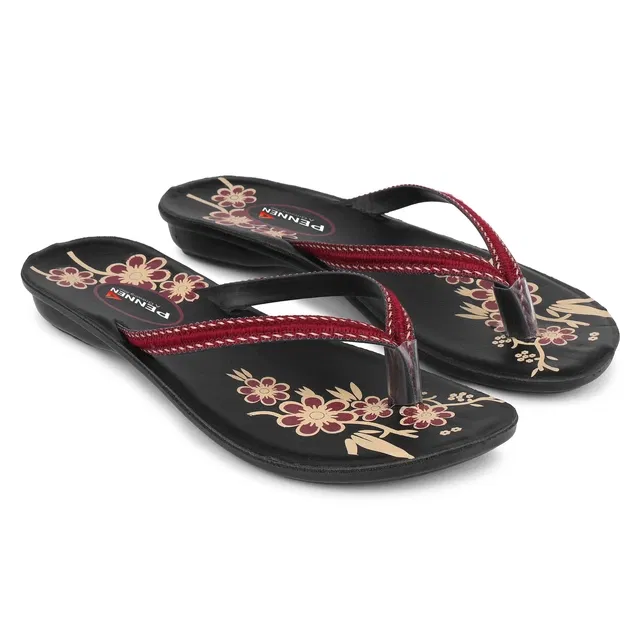 Flats for Women (Red & Black, 5)