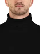 Cotton Blend Solid Hi-Neck Sweater for Men, Black 