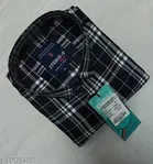 Cotton Blend Checked Shirt for Men, Black 