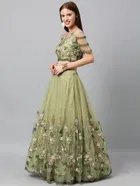 Net Embroidred Semi Stiched Lehenga Choli for Women 