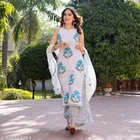 Floral Print Cotton Blend Kurti with Pant & Dupatta Set for Women 