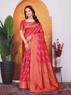 Banarasi Silk Embroidered Saree for Women (Pink, 6.3 m)