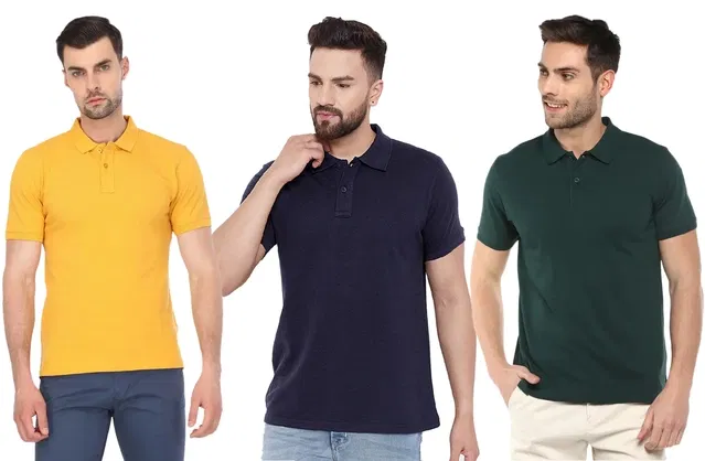 Polo T-shirt Pack of 3 for Men (Multicolor, XXL)