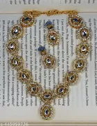 Premium Quality Kundan Necklace Set for Women, Golden