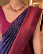 Litchi Silk Woven Design Saree for Women, Navy Blue 