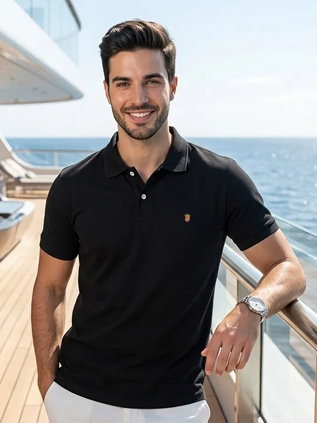 Polo T-shirt for Men (Black, XXL)