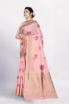 Linen Zari Woven Saree for Women 