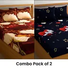 Poly Cotton Double Bedsheet with 2 Pillow Cover Abstract & Heart Print Pack of 2