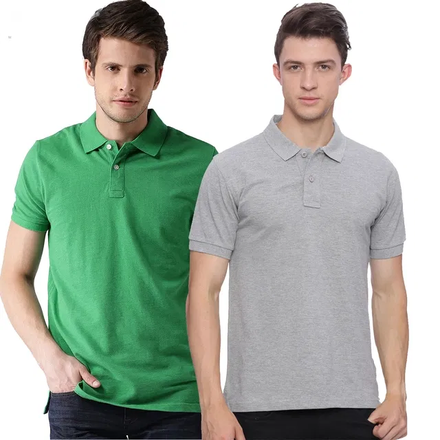 Polo Cotton Blend T-shirts for Men, Pack of 2 (Multicolor, XXL)